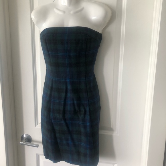 American Eagle Plaid Strapless Wool Dress sz S - Picture 1 of 6